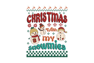Christmas with my snowmies - Retro Christmas Sweater design