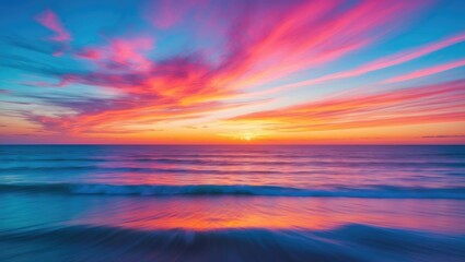 Obraz premium Abstract Colorful Motion Blurred Sunset On Sea