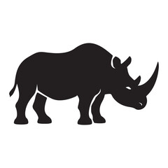 Obraz premium Black Rhino Silhouette Vector – Powerful Animal Outline Graphic Design