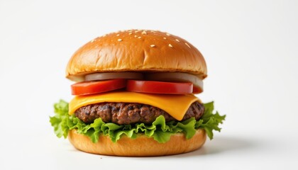 burger on white isolated on clear background, white background, optimized for photo use, position subject clearly with ample copy space, avoid trademarked terms, specific names