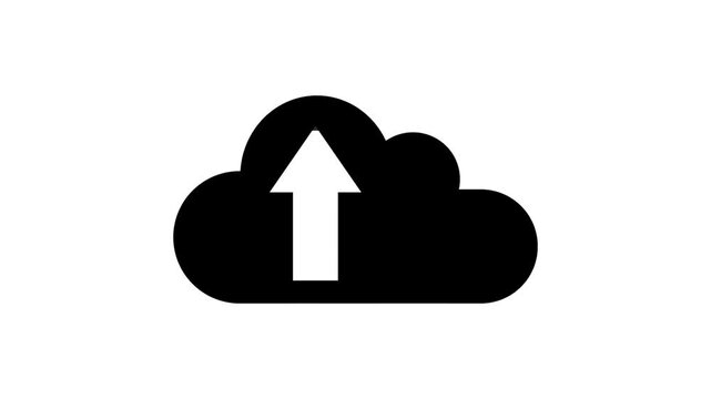 cloud upload icon animation. Cloud Technology motion graphics. Cloud computing icon 4k video footage.