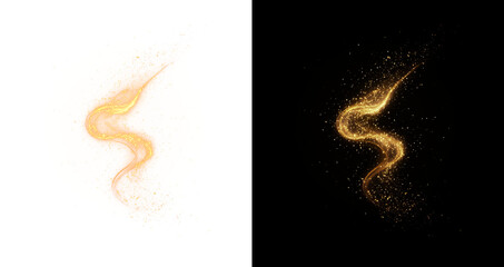 Twirl, light, line, gold, and sparkle shape this radiant PNG. A glowing PNG Overlay with dynamic swirls and transparent waves—perfect for festive, magical, or futuristic motion designs