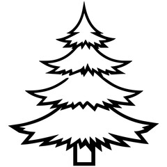 Obraz premium Black and white vector of a plain Christmas tree. Perfect for engraving, prints, logos, coloring pages, and creative holiday designs