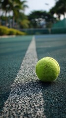 Stunning photo of tennis ball on court.