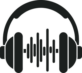 A collection of stylized headphone design, showcasing type from over-ear to earbuds, with some featuring musical elements or abstract interpretations