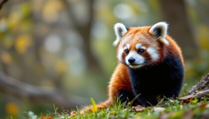 Obraz premium create a visually striking image featuring a red panda in its natural habitat
