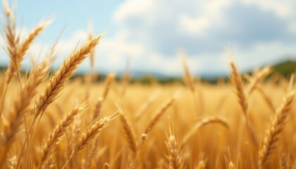 Fototapeta premium create a close up illustration of wheat ears in a field during summertime