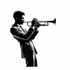 Trumpet player silhouette vector