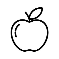 Simple Apple Fruit Line Art Icon Vector representing Health, Food, and Education