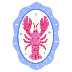 Lobster in blue frame 
