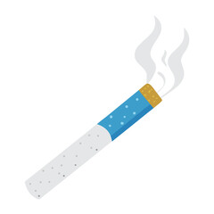 Smoking Cigarette Vector with Blue Filter and Rising Smoke