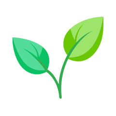 Green Sprout Vector with Two Fresh Leaves Representing Growth and Ecology