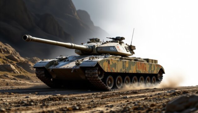 create a photo of a leopard 2 main battle tank in bat positioned on the left side of the image, with white brilliance filling up the right side