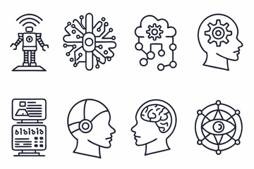 human head icons set