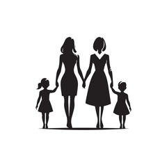 family in home vector silhouette clip art logo design illustration