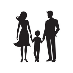 family in home vector silhouette clip art logo design illustration
