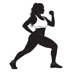 Graceful Posed Exercising Lady Toned Silhouette Graphic, with a Feeling of Health and Freedom - exercising lady silhouette - exercising lady vector - silhouette of exercising lady - Lady illustration
