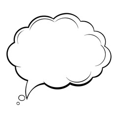 Blank speech bubble with tail design.  Speech bubble graphic element ideal for communication concept.  Empty speech bubble perfect for creating chat icons or website design elements.