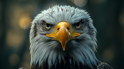 Obraz premium Close-up of an eagle's head and face.
