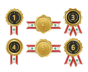 Golden award medal with lebanon flag ribbons for winners