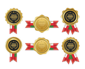 Golden award medal with oman flag ribbons for winners