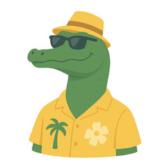 crocodile in summer clothes animal vector on white background
Vector animal in summer hat and sunglasses on white background