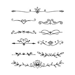 Obraz premium Set of Vintage decorative lines. text dividers. Line border. Lines separators, Borders, Vintage dividers, Underline elements. Vector illustration 