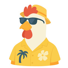 chicken in summer clothes animal vector on white background
Vector animal in summer hat and sunglasses on white background