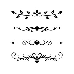 Set of Vintage decorative lines. text dividers. Line border. Lines separators, Borders, Vintage dividers, Underline elements. Vector illustration
