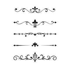 Obraz premium Set of Vintage decorative lines. text dividers. Line border. Lines separators, Borders, Vintage dividers, Underline elements. Vector illustration 
