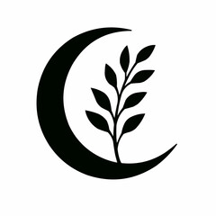 Black and green vector tree icon with natural leaf design, an eco-friendly symbol for organic plant illustrations