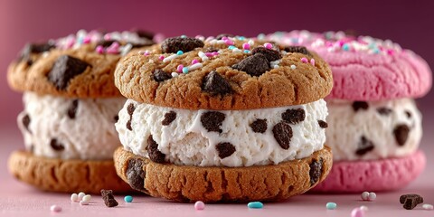 Enjoying colorful ice cream sandwiches made with cookie layers and sprinkles at a dessert gathering