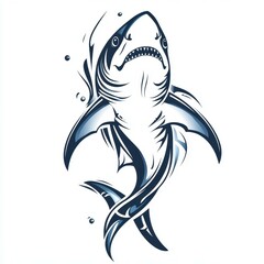 Obraz premium Illustration of a shark swimming with dynamic movement and stylized design representing marine life