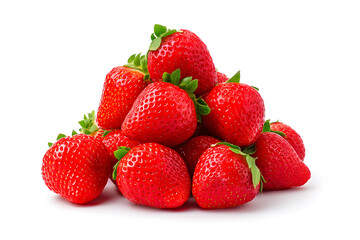 Pile of Fresh Strawberries Isolated on White