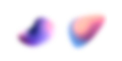 Glowing abstract shape, purple pink blue gradient background shape isolated on white