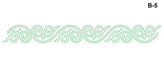 Rhinestone hotfix transfer seamless border design, abstract curly design, perfect for ladies' suits, sarees, and other clothing material, 2.2 mm or 6 ss stone hole size