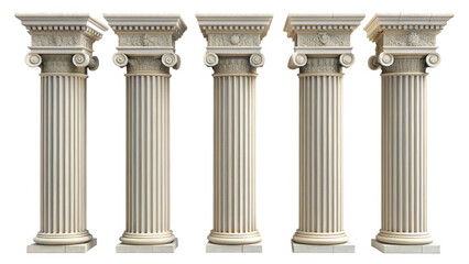 greek columns isolated on white background
