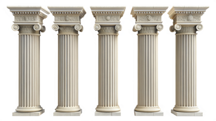 greek columns isolated on white background