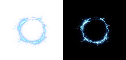 Effect, lightning, ball, magic, and glow merge in this blue energy PNG. A transparent PNG Overlay with 3D thunder sparks perfect for tech, plasma, or futuristic explosion designs. © Gunenko