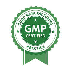 Green GMP certified badge illustrating good manufacturing practice and quality assurance
