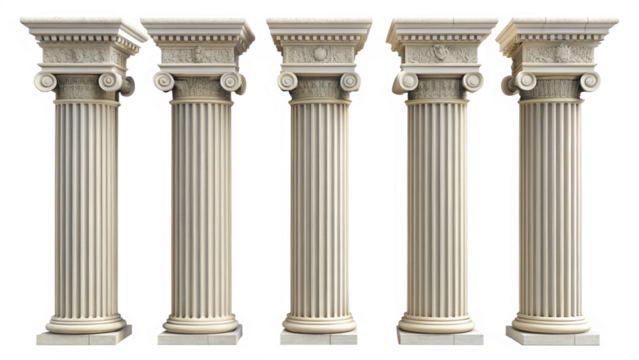 greek columns isolated on white background