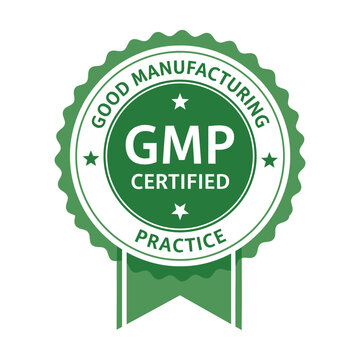 Green GMP certified badge illustrating good manufacturing practice and quality assurance