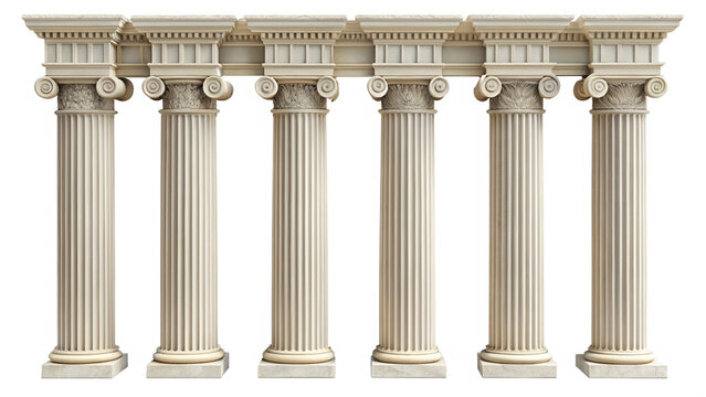 greek columns isolated on white background