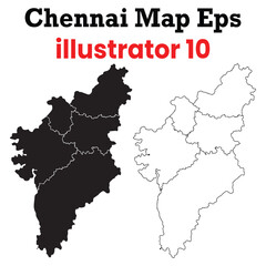 chennai district map eps10 vector illustration black fill and outline editable ai file for adobe illustrator