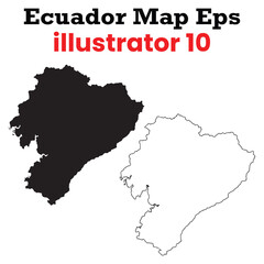 Fototapeta premium monochrome ecuador map eps10 vector illustration black fill, white outline, editable for adobe illustrator