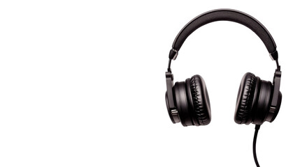 Fototapeta premium A black headset with a microphone on it on white background 