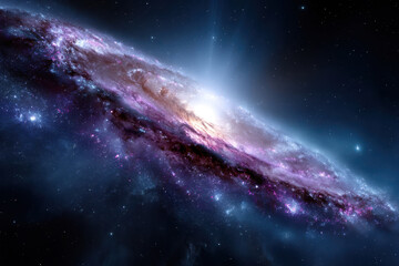 Fototapeta premium Vibrant spiral galaxy illuminating the depths of the universe at night