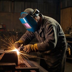 Welder at work in a workshop