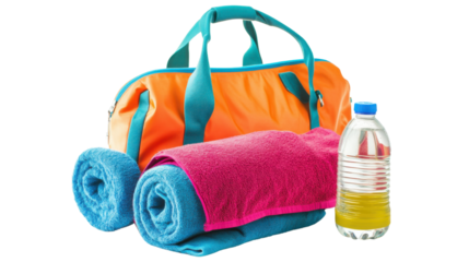 A sports bag with vibrant handles on white background 