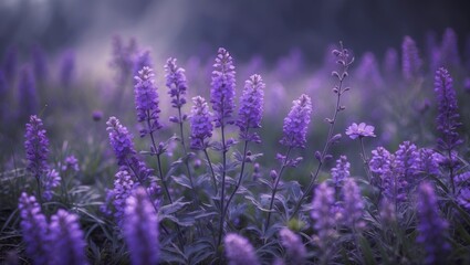 A beautiful purple flowers in the flowerbed
